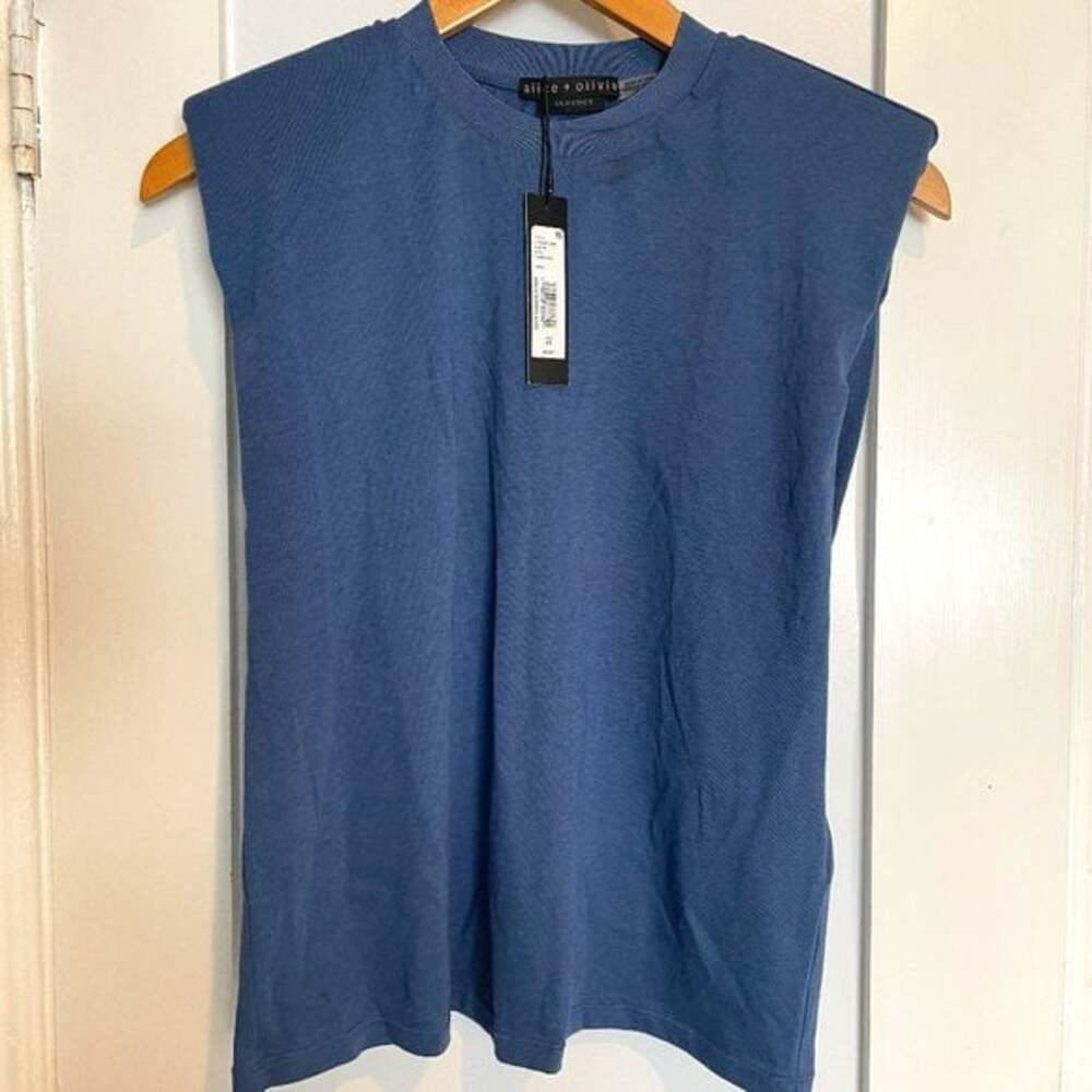 ALICE + OLIVIA Sleeveless Braxton Padded Shoulder Tee- XS - NWT